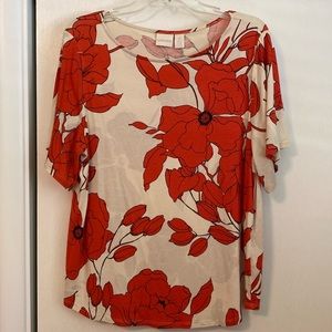 Chico’s Floral short sleeve blouse Size 2